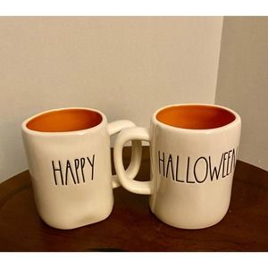 NWT Rae Dunn HAPPY HALLOWEEN 2-Sided Halloween Mugs